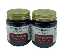 Amish Black Raspberry Seedless Jam Non GMO Vegan All Natural - 9 oz - 2 Jars