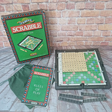 Travel Scrabble Deluxe Board Game Hard Case 100% Complete Clip In/On Tiles #2