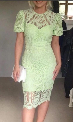 Lipsy vip green lace midi - lace,