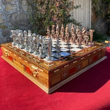 Antique Chess Set with Storage