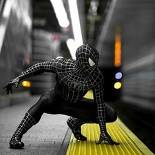 Men Adult Black Venom Spiderman Tights Kids Cosplay Costume Lycra Zentai Suit