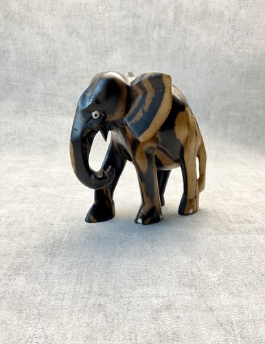 Vintage ebony wood elephant - vintage,