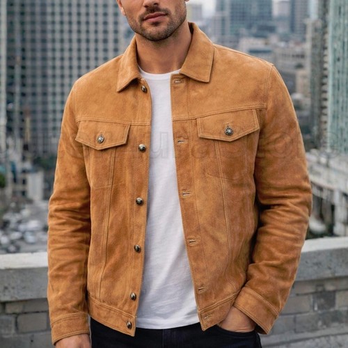 Men genuine suede - genuine, leather