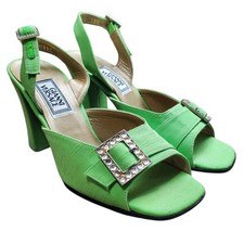 Vintage Gianni Versace Spring 1996 Runway Green Crystal Heels - 5.5