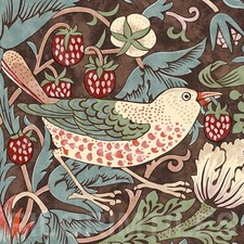 William Morris Strawberry Thief Bird Kiln Fired Ceramic or Porcelain Tile brown