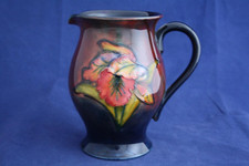 WILLIAM MOORCROFT FLAMBE ORCHID JUG - QUEEN MARY STICKER