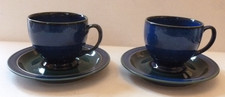 DENBY STONEWARE POTTERY  Metz pattern TEA CUPS AND SAUCERS x 2