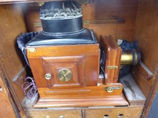 Vintage  Magic Lantern Projector   in hand made case converted to electricity