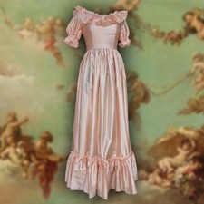 Vintage 1980s Berkertex Peach Pink Evening Bridesmaid Dress 10 Princesscore