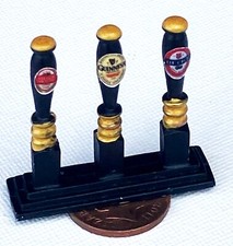 Dolls House Bar Beer Pump Handles With Labels Miniature 1:12 Scale Pub B tumdee