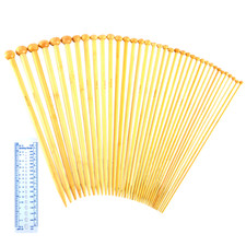 BAMBOO KNITTING NEEDLE SET 36PCS 18 SIZES (2mm - 10mm) W/ KNITTING GAUGE ZENO