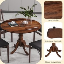 Round Wooden Dining Table Kitchen Dining Table With Curved Trestle Legs