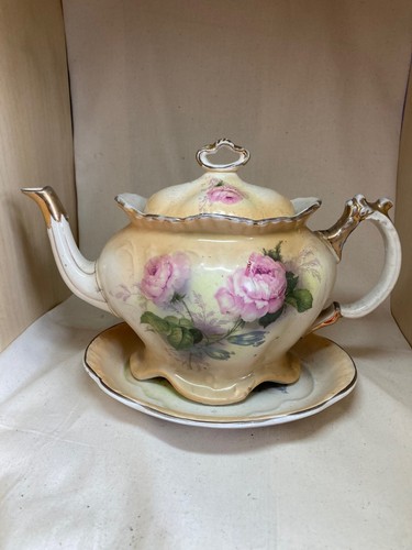Vintage ivory blush teapot - vintage,