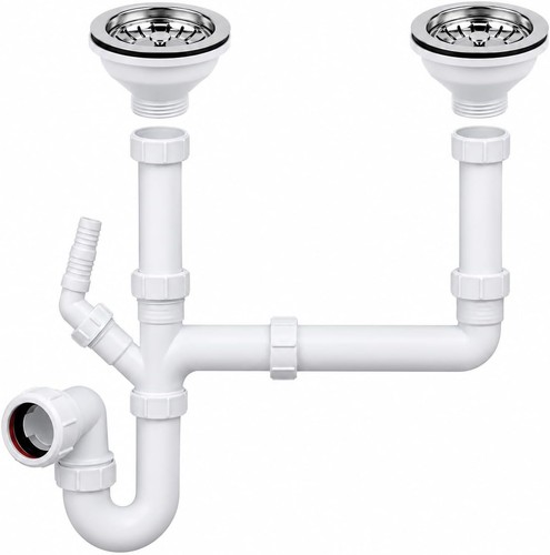 Double bowl kitchen sink waste - kitchen,