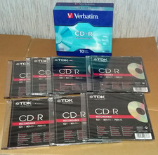 VERBATIM & TDK Blank CD-R Disc Bundle (17 Discs in cases, 700MB, 52x, 80min) NEW