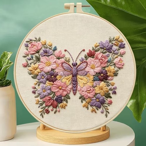 Floral butterfly embroidery - butterfly,