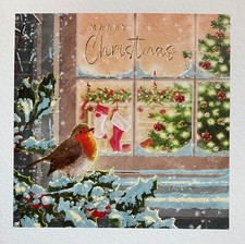 Charity christmas card robin - card,