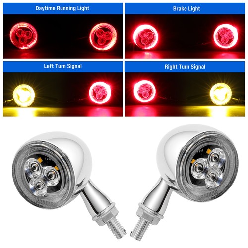 Pair chrome motorcycle led - chrome,