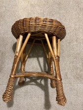 Vintage Wicker Bamboo Stool Franco Albini Italian style 1960's with cushion 