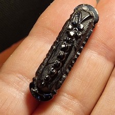 Vintage Brooch Carved Jet Whitby? Dragon Fly Insect Victorian 3.5cm