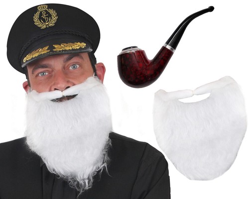 Black captains hat beard - hat, and