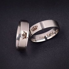Fashion His King & Her Queen Stainless Steel Ring Sets Couple Wedding Rings Set