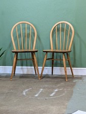 Vintage Ercol Elm & Beech Chairs Hoop Back Windsor  Pair Of Mid Century 1960's