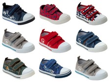 BOYS KIDS TRAINERS CANVAS SUMMER PUMPS CASUAL TOUCH FASTEN SHOES UK SIZE 5-12