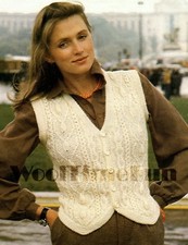 Knitting Pattern Womens Aran Cable Waistcoat. 32 - 40 Inch Bust.