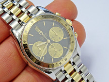 TUDOR Monarch 15903 Men's Black Dial Two Tone Chronograph Watch ((NEAR MINT))