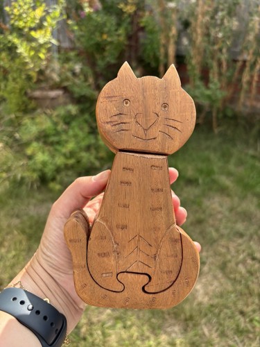 Vintage wooden cat secret - vintage,