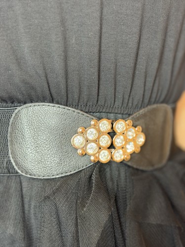 Black elasticated belt with - elasticated,