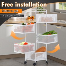 Vegetable Mobile Shelf Rack  Mobile Kitchen Utility Rotating Storage 6 Tier Cart