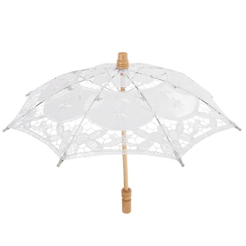 White cotton lace parasol - cotton,