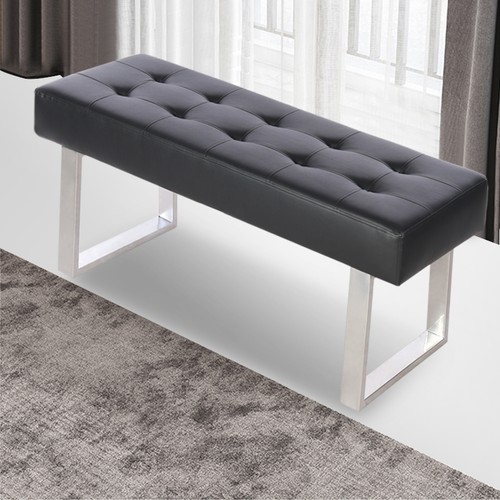Black 4ft tufted leather - black,