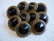 10pcs x 18mm Black Faceted