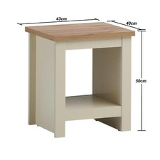 Side Lamp Table Oak Top Small End Bedside Nightstand Shelf Cream