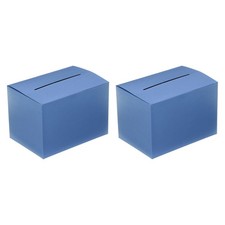 2 Pcs 6.5 x 4.5 x 4.5 Inch Ballot Box Raffle Box with Header Board, Blue