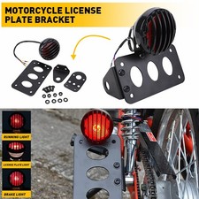 Motorcycle Motorbike Tail Lights Side Mount License Number Plate Bracket Black