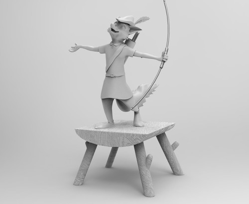 Unpainted robin hood fox - fox, 3d