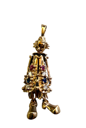 Gold moving clown with - 9,