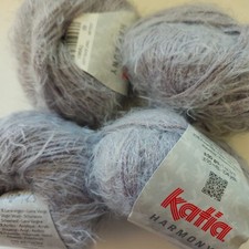 Katia Harmony yarn - 8 x 50g balls of shade 65 pale grey fluffy chunky