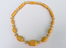 Bakelite Choker Necklace Egg Yolk Yellow Butterscotch White Beads c1940s Vintage