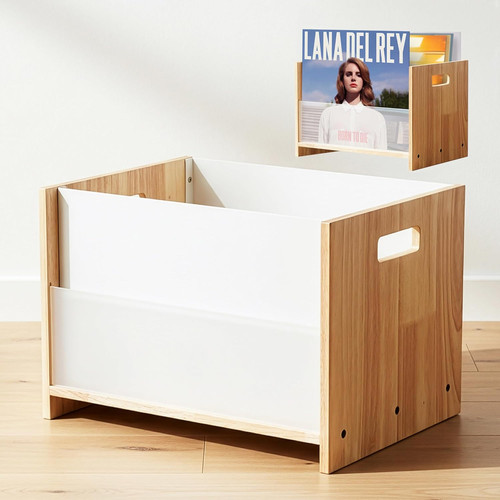White vinyl record storage box - white,
