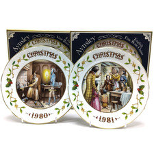 X2 Vintage Aynsley Xmas Plates