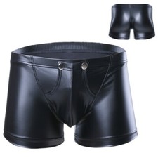 UK Mens Wet Look Faux Leather Boxer Briefs Trunks Pouch Shorts Knicker Underwear