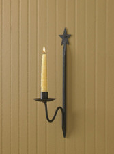 Wall Sconce Candle Holder Primitive Star Black Metal Country Farmhouse