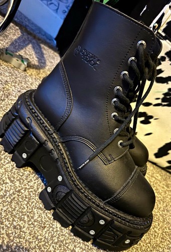 New rock black vegan leather - new,