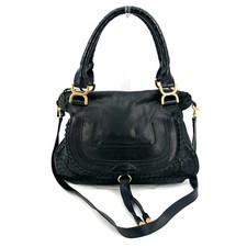 Chloe Marcie Handbag 2 Way Shoulder Bag Double Carry Leather black #A385