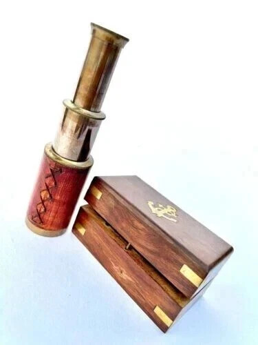 Leather wrapped brass spyglass - leather-wrapped,
